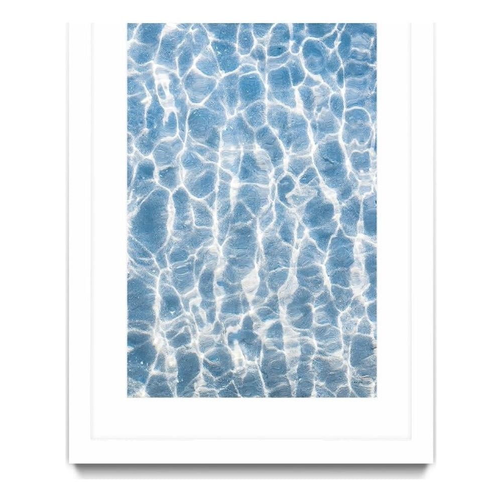 Large Blue and White Rippled Water Canvas Art with Frame