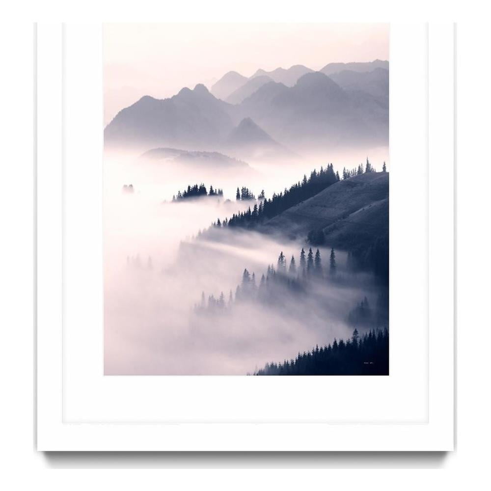 Misty Mountain Landscape 24x36 Framed Canvas Art