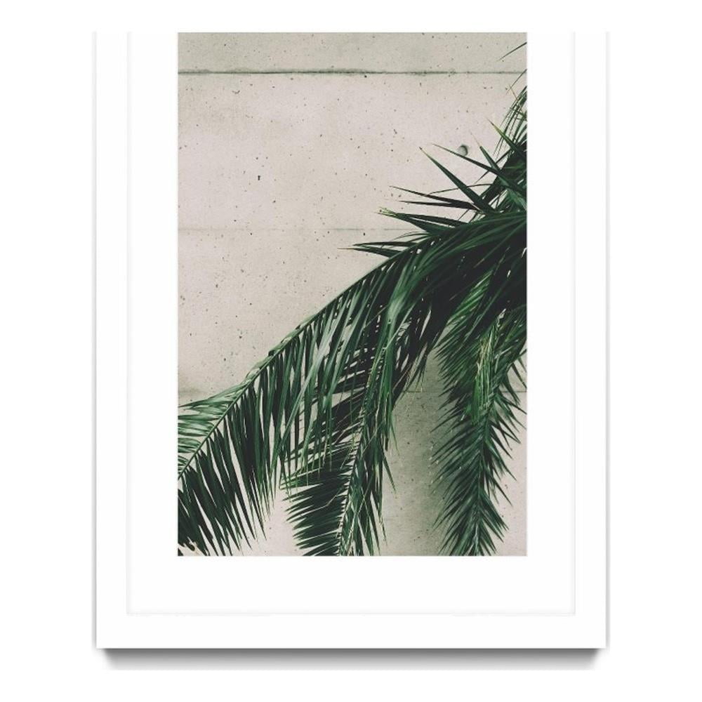 Large Green Tropical Leaves Poster with White Frame