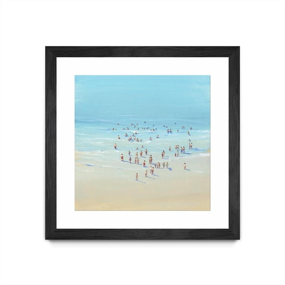 Large Black Framed Beach Day Canvas Art Print