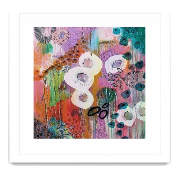 Giant Art 30x30 Flowers of the Sea 52 Matted and Framed in Pink
