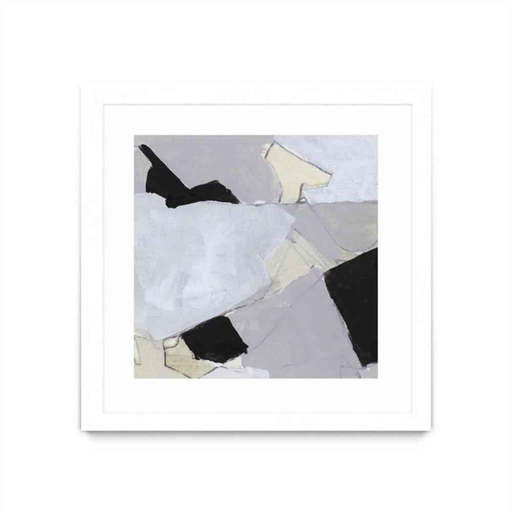 Abstract Black and Gray Canvas Landscape in White Frame, 30x30