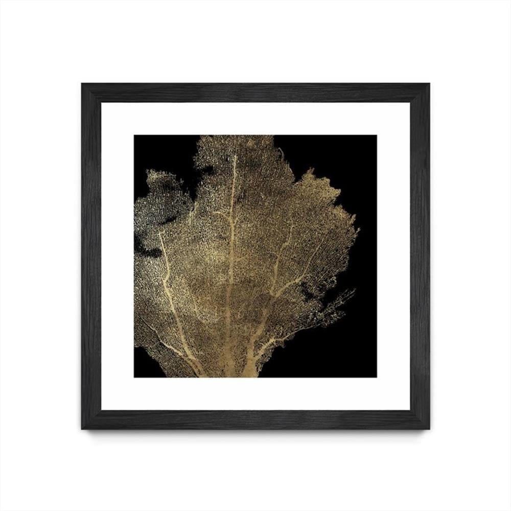 Honey Comb Coral Black Matted and Framed Canvas Art 30x30