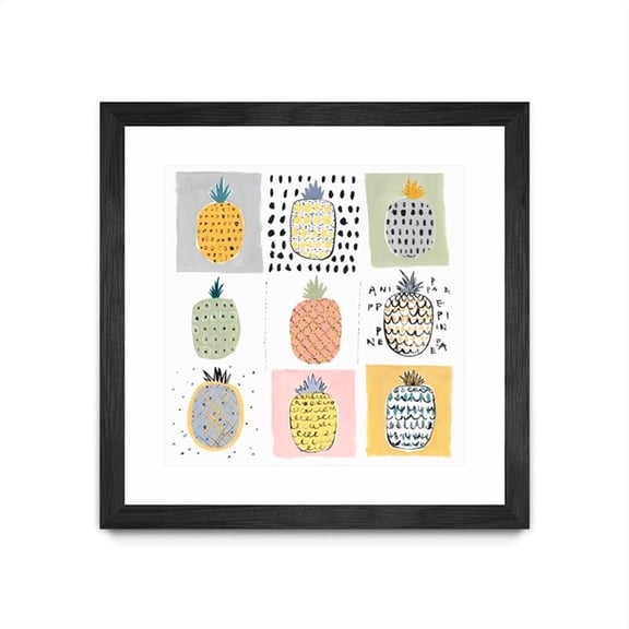 Giant Art 30x30 Nine Pineapples Matted and Framed in Multi-Color