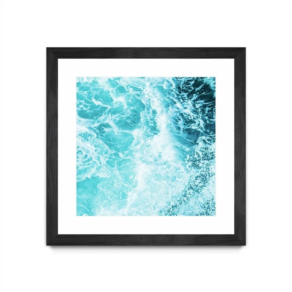 30x30 Black Framed Ocean Waves Canvas Art