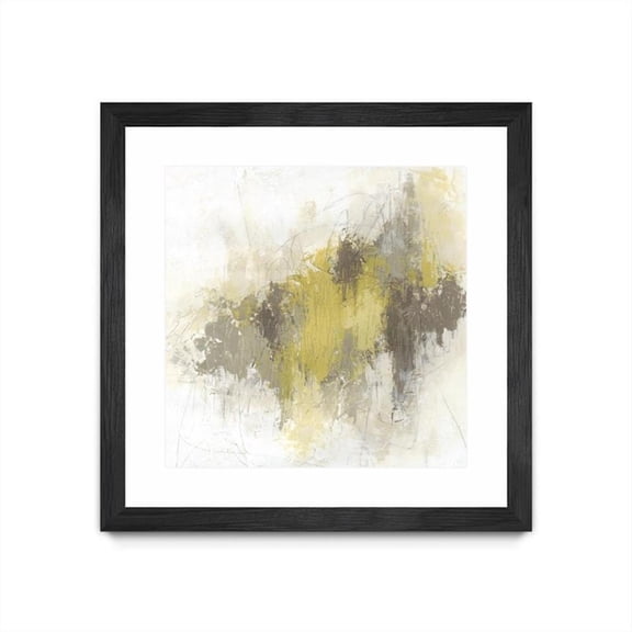 Giant Art 30x30 Saffron Abstract I Matted and Framed in Yellow