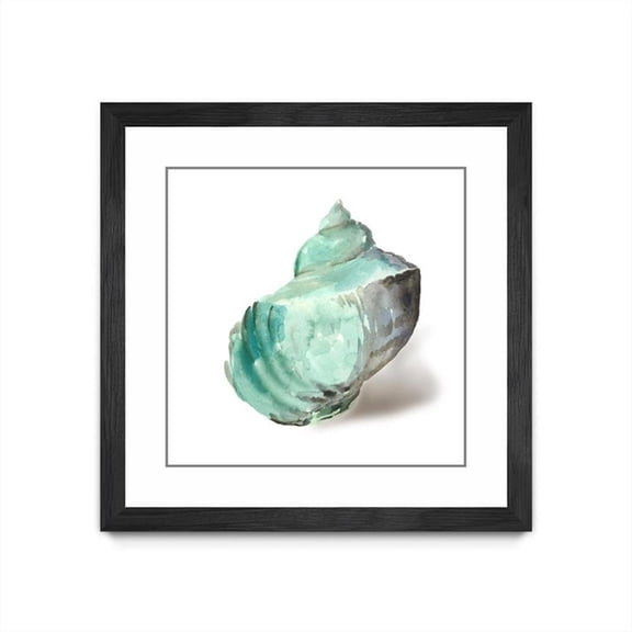 Giant Art 30x30 Shell in Mint Matted and Framed in Multi-Color