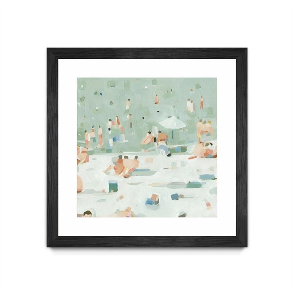 30 x 30 Inch Matted and Framed Black Beach Scene Poster