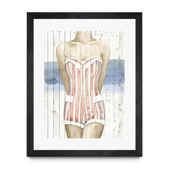 Giant Art 30x40 Bygone Bathers II Matted and Framed in Red