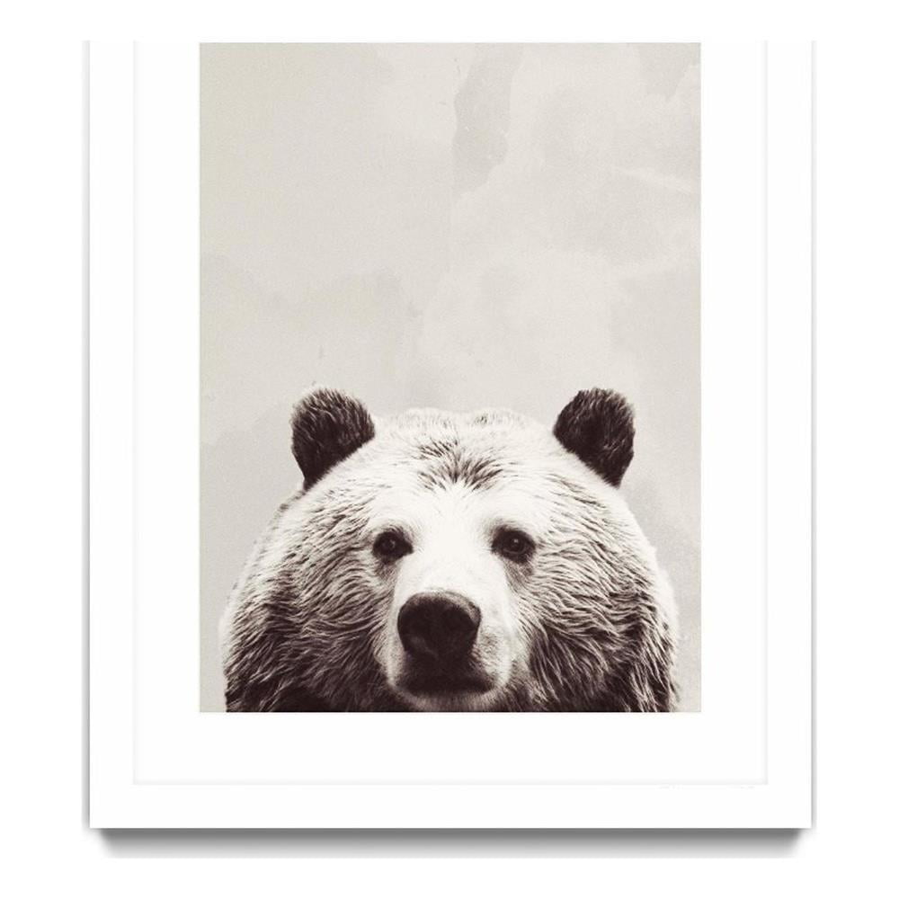 Friendly Bear Rustic Framed Canvas Art 30" x 40"