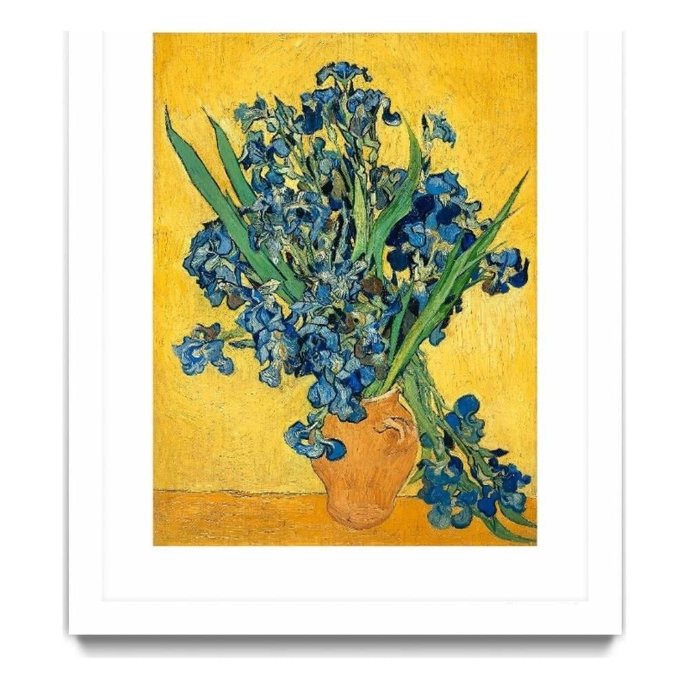 Large Framed Irises Canvas Art in Yellow and Blue
