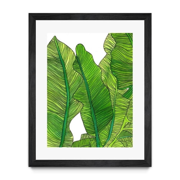 Giant Art 30x40 Jungle Leaves Matted and Framed in Multi-Color