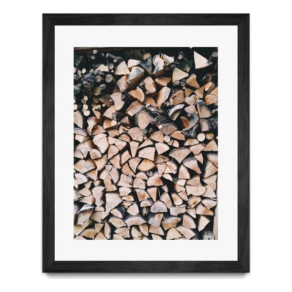Giant Art 30x40 Logs Matted and Framed in Multi-Color