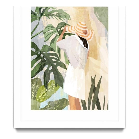 Giant Art 30x40 Plant Lady III Matted and Framed in Yellow