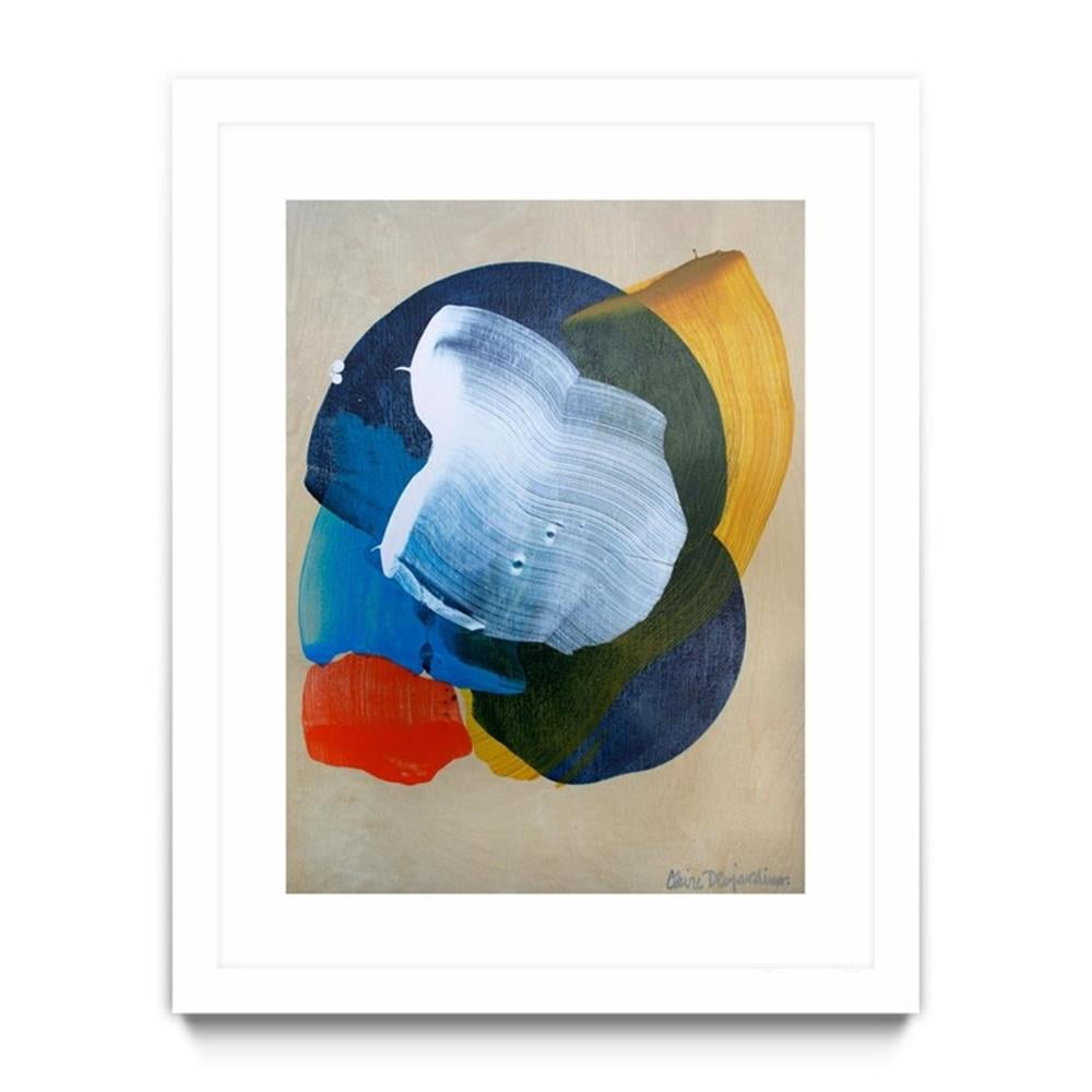 Large Multicolor Abstract Canvas Art with White Frame