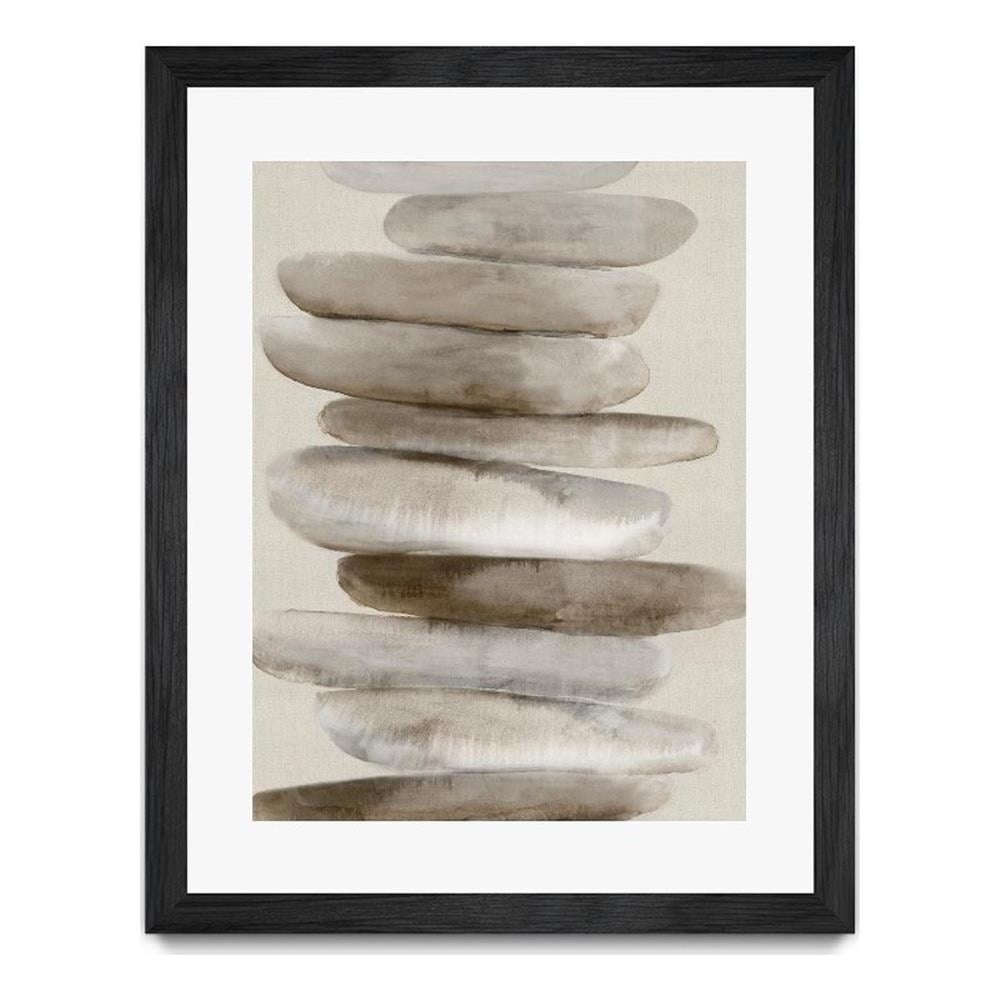 Stacked Rocks II 30x40 Matted and Framed Canvas Art