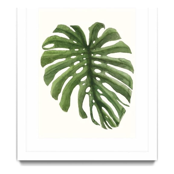 Giant Art 30x40 Tropical Breeze Leaves I Matted and Framed in White