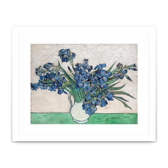 Giant Art 32x24 Irises  1890 (White Vase) Matted and Framed in Multi-Color