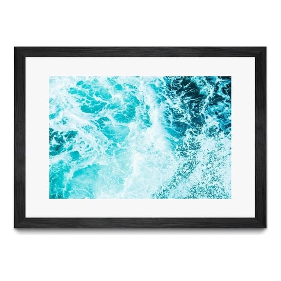 Giant Art 36x24 Ocean Sea Waves Square Matted and Framed in Multi-Color