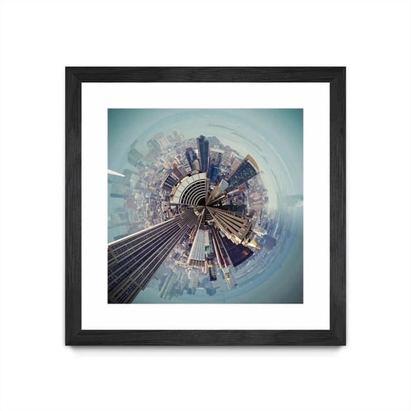Giant Art 36x36 City Center I Matted and Framed in Multi-Color