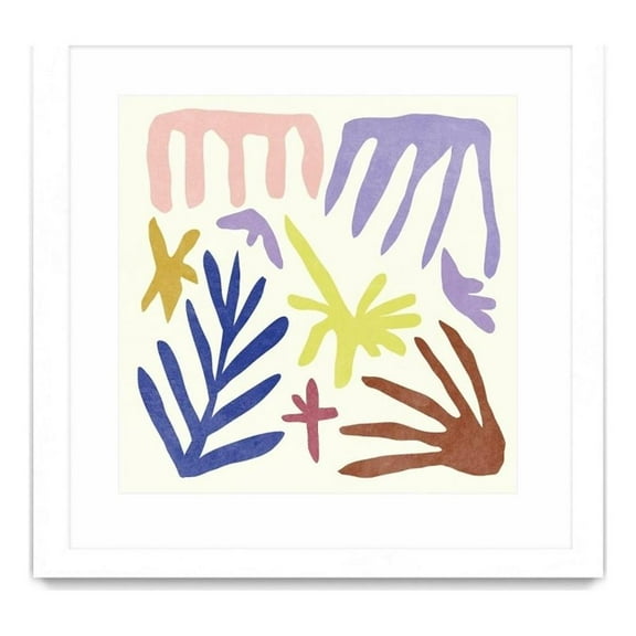 Giant Art 36x36 Coral Construction II Matted and Framed in Pink