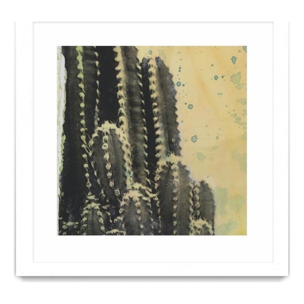 Desert Dreams Cactus Art Print in White Frame, 36 x 36 inches