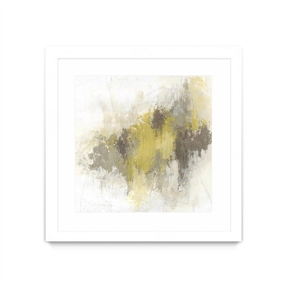 Giant Art 36x36 Saffron Abstract I Matted and Framed in Yellow