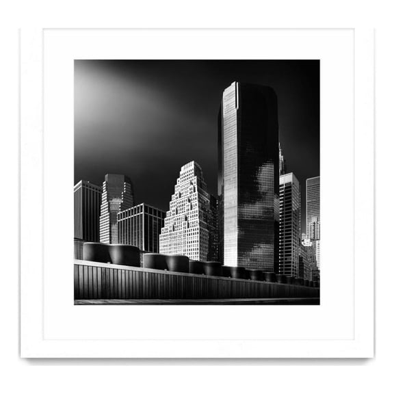 Giant Art 36x36 Skyline Matted and Framed in White