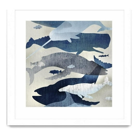 Giant Art 36x36 Whale Watching I Matted and Framed in Multi-Color