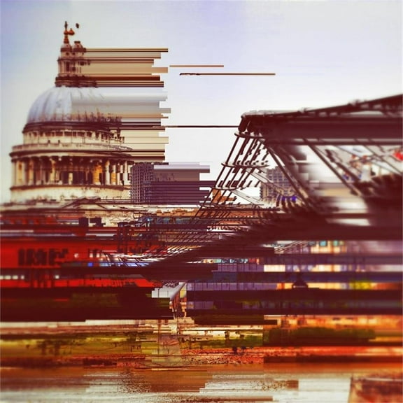 Giant Art 54x54 Urban Abstract 11 Fine Art Giant Canvas Print in Orange