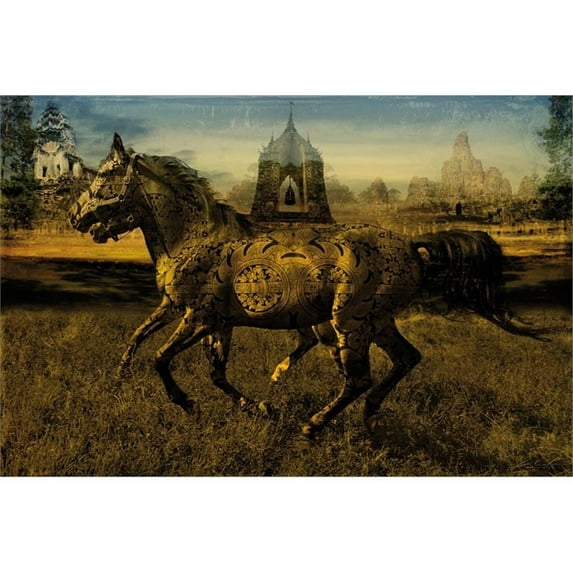 Giant Art 72x48 2 Horses Fine Art Giant Canvas Print in Multi-Color
