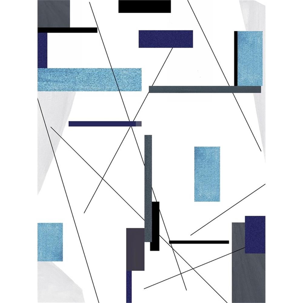 Large Abstract Blue and Black Canvas Wall Art