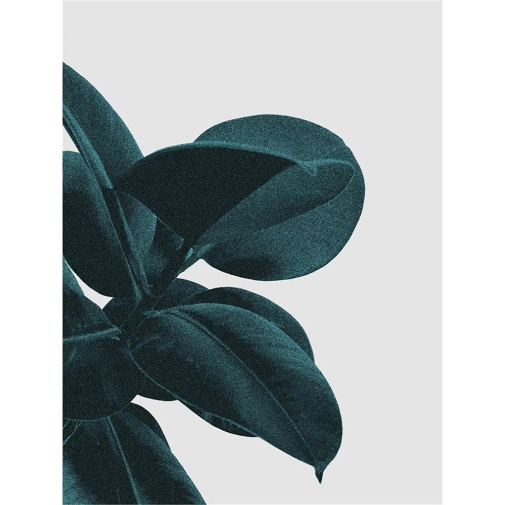 Large Green Leaf Print on Canvas with White Background