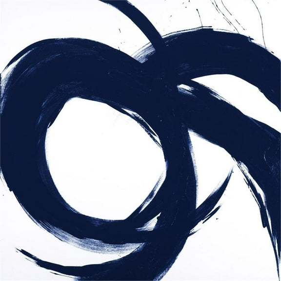 Giant Art 72x72 Navy Circular Strokes II Fine Art Giant Canvas Print in White