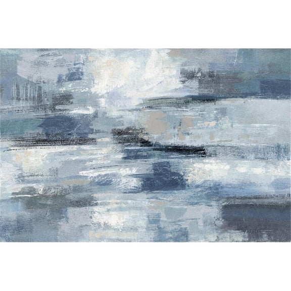 Giant Art 84x54 Clear Water Indigo and Gray Fine Art Giant Canvas Print in White