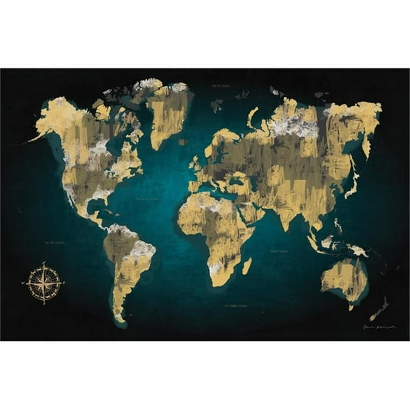 Giant Art 84x54 Sketched World Map Fine Art Giant Canvas Print in Multi-Color