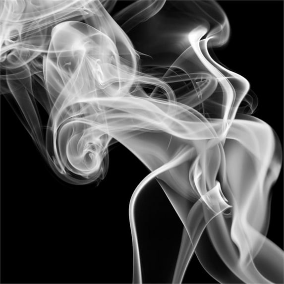 Giant Art 84x84 Black Smoke Abstract Square Fine Art Giant Canvas Print in White