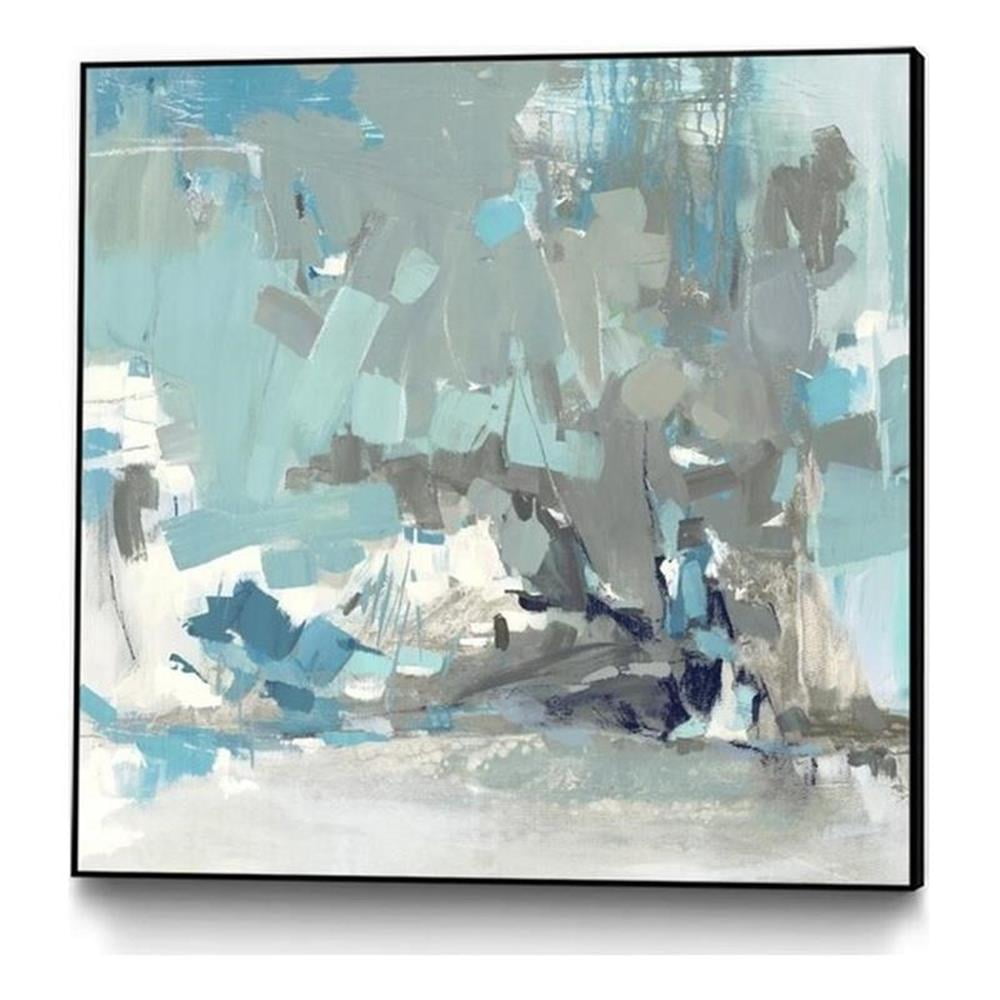 Abstract Blue and Gray 20x20 Framed Canvas Art