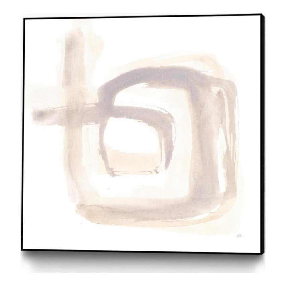 20x20 Beige and Gray Abstract Canvas Print with Black Frame