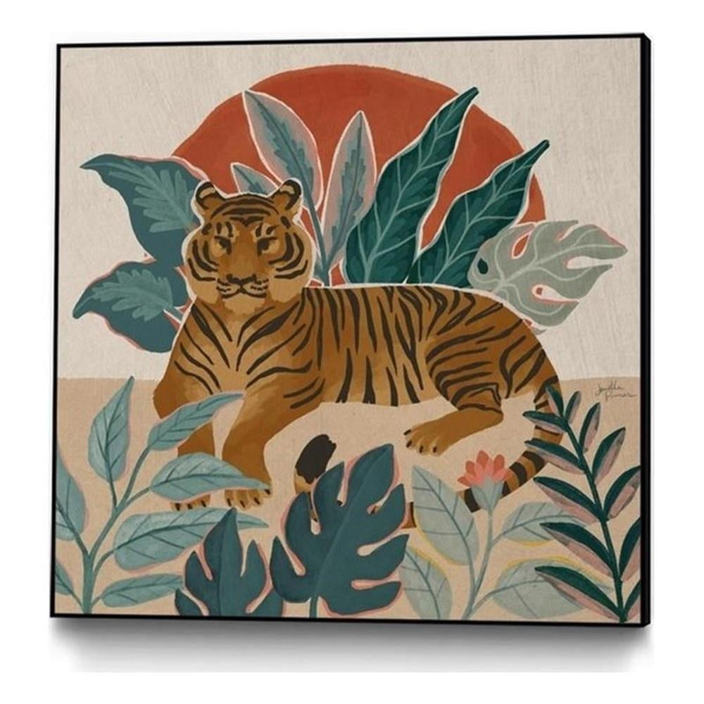 Tropical Tiger Framed Canvas Art in Multicolor, 20x20