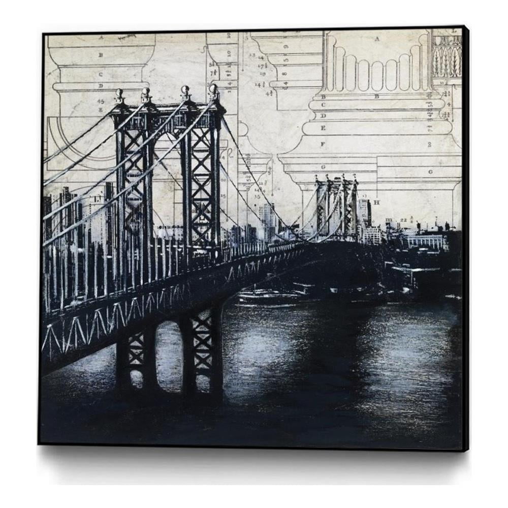 20x20 Black and White Framed Canvas Bridge Print