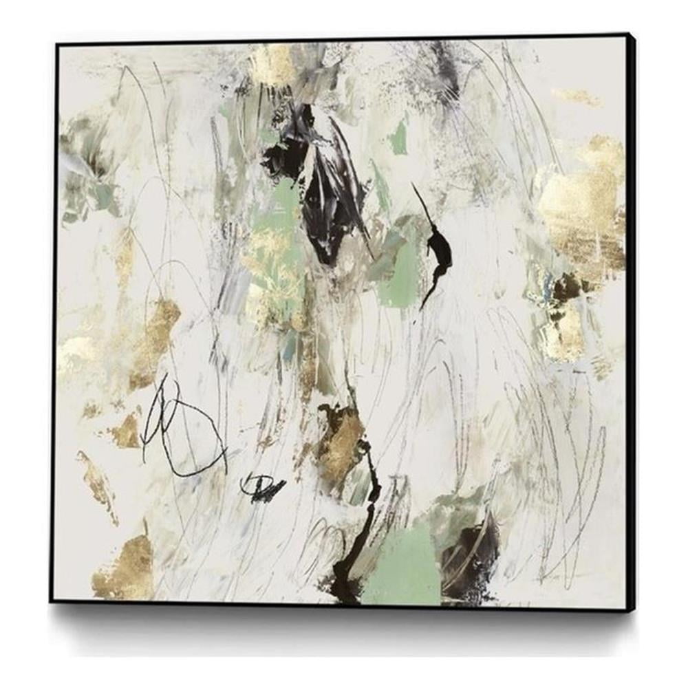 20x20 Golden and Green Abstract Framed Canvas Art