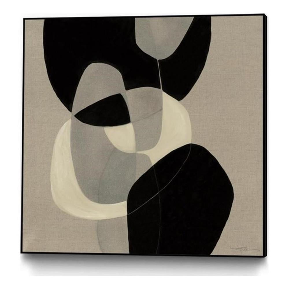 Abstract Black and Beige Framed Canvas Art 20x20