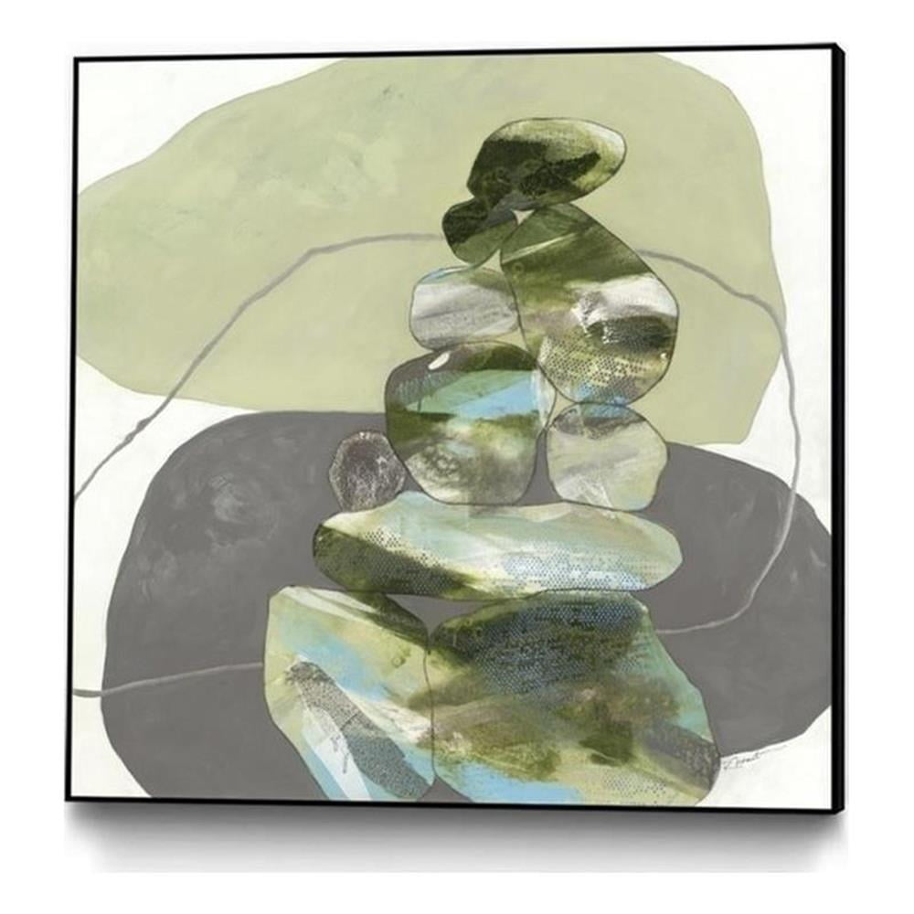 Green and Gray Abstract Framed Canvas Print, 20x20 Inches