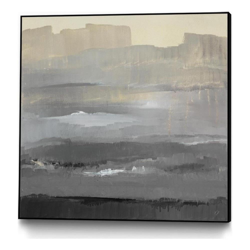 Gray and Beige Abstract Canvas Framed Art Print, 20 x 20 Inches