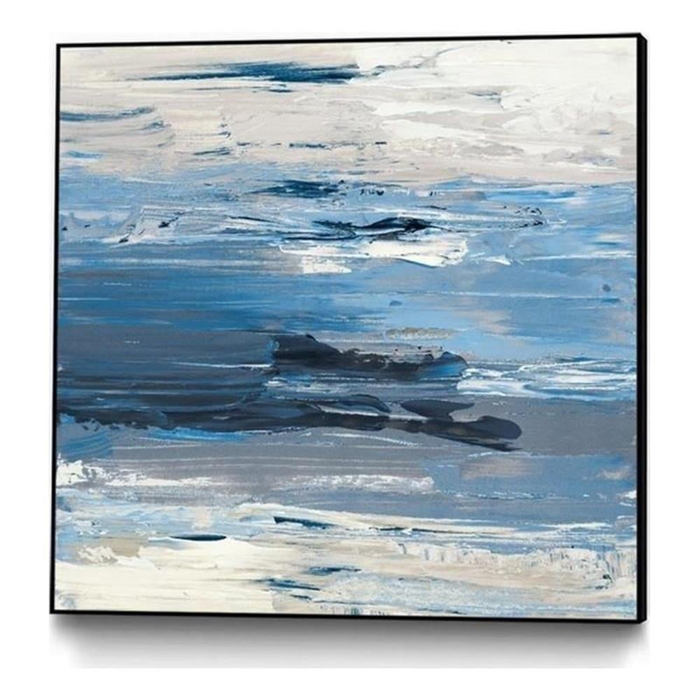 20 x 20 Blue and Gray Abstract Canvas Framed Art