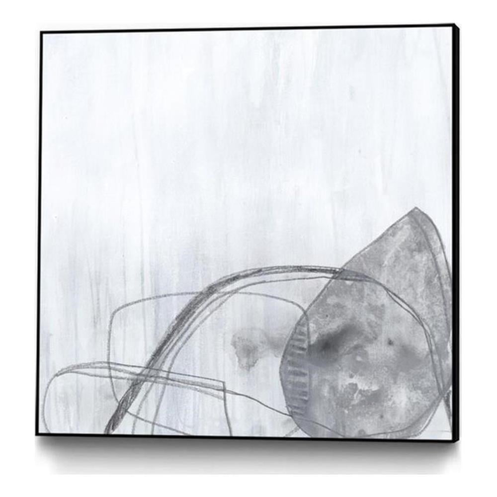 Abstract Black and Gray Framed Canvas Print, 20 x 20 Inches