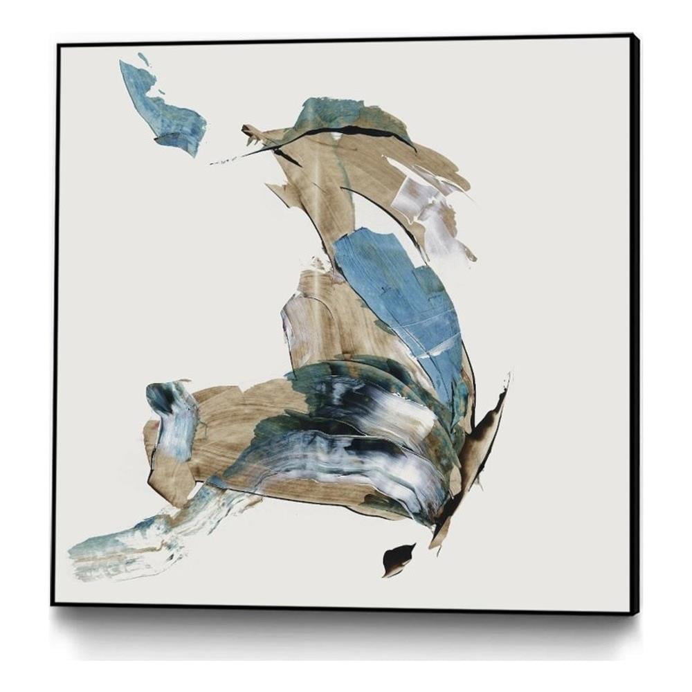 20 x 20 Inch Abstract Blue and Brown Framed Canvas Art
