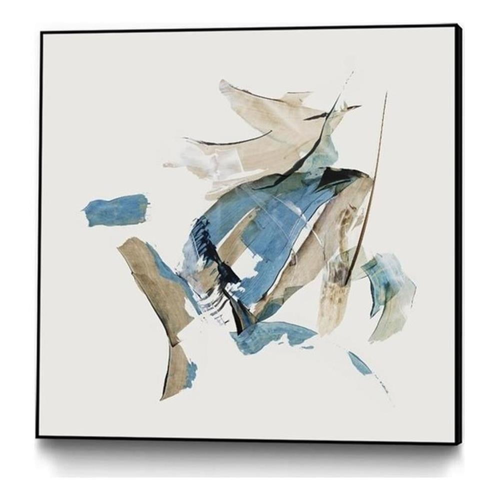 Abstract Blue and Beige 20x20 Framed Canvas Art