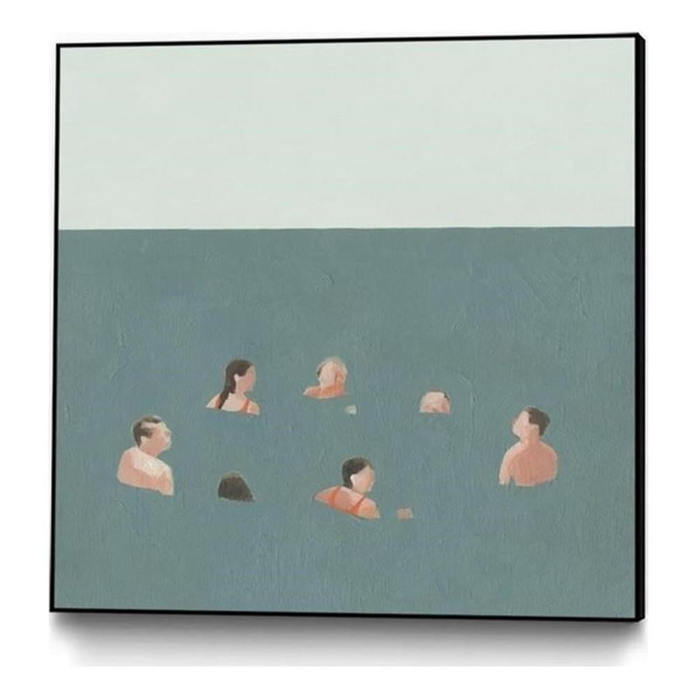 The Swimmers I Green Framed Canvas Print 20 x 20 Inches